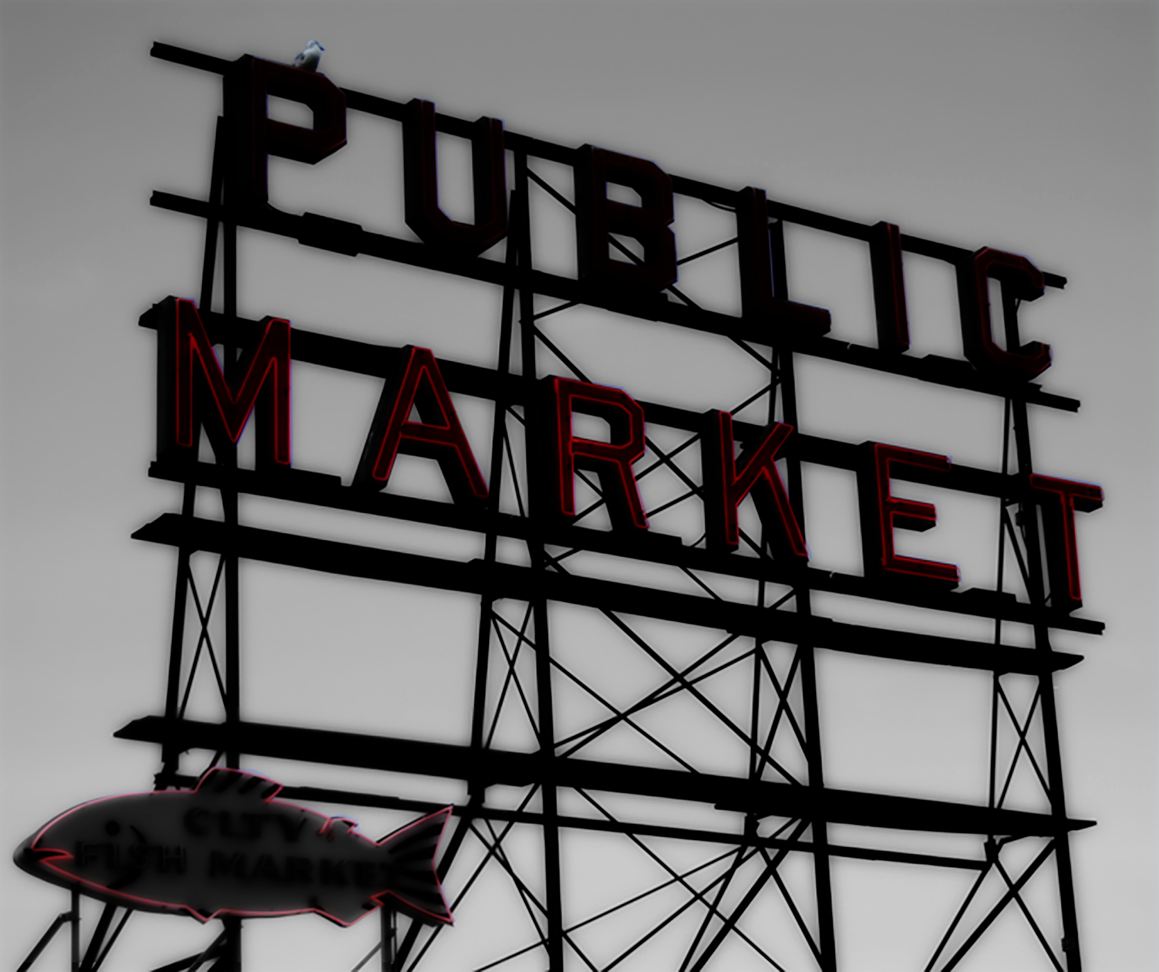 Large sign, Pike Place Market, Seattle, WA. 2008